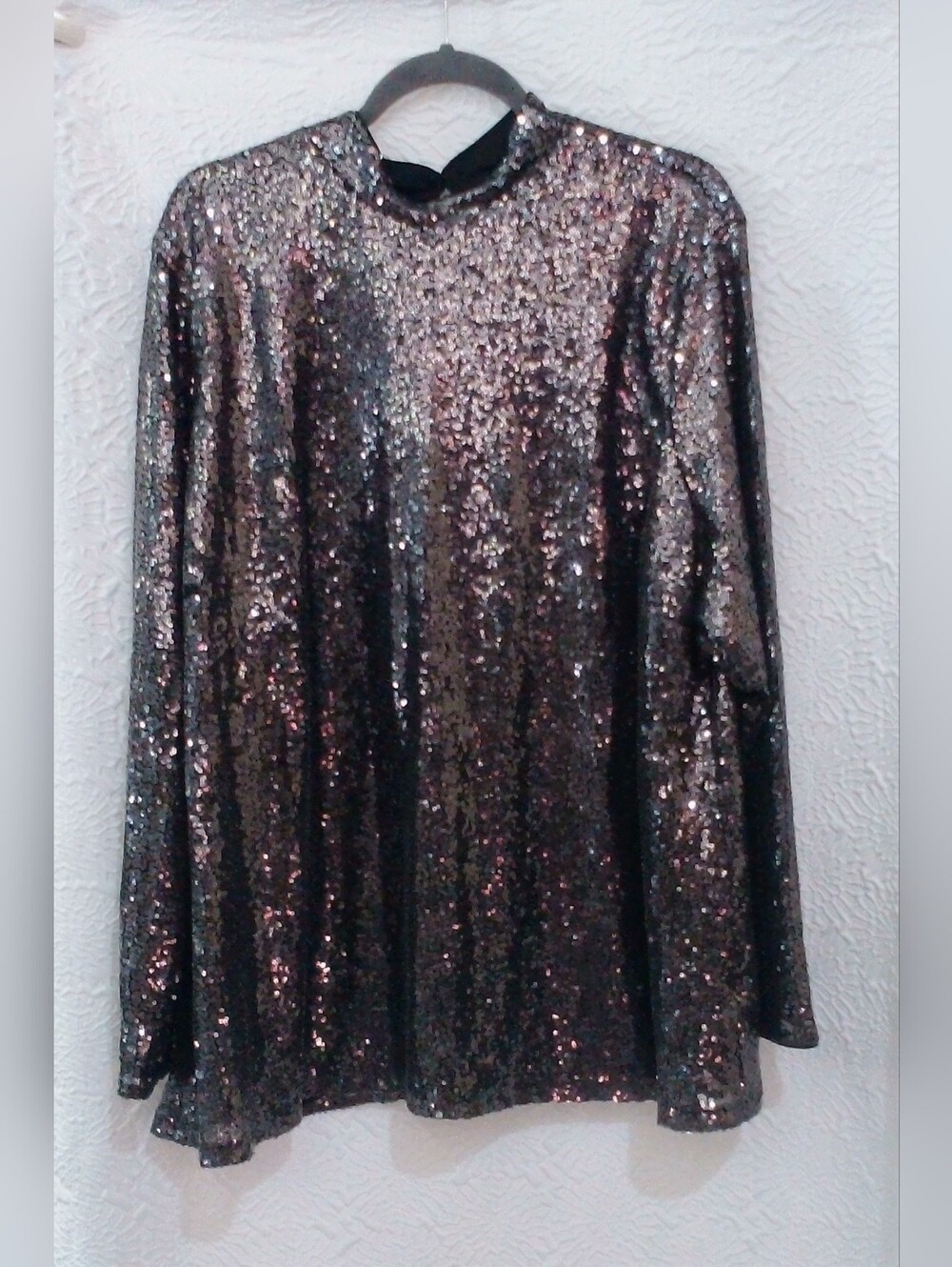 Lane Bryant Black Sequin Mock Neck Long Sleeve Top Plus Size 26